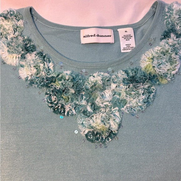 Alfred Dunner Sweaters - Alfred Dunner Teal Embellished Sweater